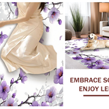 Ultra Soft Area Rug, Non Slip, Stain Resistant, Washable Area Rugs for Living Room, Bedroom, Modern Elegant Floral Composition(Purple)