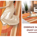 Ultra Soft Area Rug, Non Slip, Stain Resistant, Washable Area Rugs for Living Room, Bedroom, Elegant Earthy Abstract Design(Orange)
