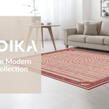 Ultra Soft Area Rug, Non Slip, Stain Resistant, Washable Area Rugs for Living Room, Bedroom, Serene Earthy Tones with Curves(Red)