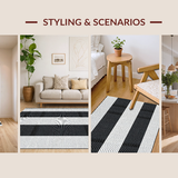 Ultra Soft Area Rug, Non Slip, Stain Resistant, Washable Area Rugs for Living Room, Bedroom, Stylish High-Contrast Patterned Piece(Black)