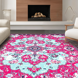 Ultra Soft Area Rug, Non Slip, Stain Resistant, Washable Area Rugs for Living Room, Bedroom, Eclectic Retro Diamond Design(Pink)