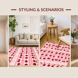 Ultra Soft Area Rug, Non Slip, Stain Resistant, Washable Area Rugs for Living Room, Bedroom, Charming Pink Fruit Aesthetic(Red)