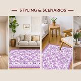 Ultra Soft Area Rug, Non Slip, Stain Resistant, Washable Area Rugs for Living Room, Bedroom, Contemporary Fluffy Botanical Theme(Purple)