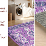 Ultra Soft Area Rug, Non Slip, Stain Resistant, Washable Area Rugs for Living Room, Bedroom, Whimsical Lavender Garden Design(Purple)