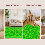 Ultra Soft Area Rug, Non Slip, Stain Resistant, Washable Area Rugs for Living Room, Bedroom, Rustic Textured Lucky Leaf Design(Green)