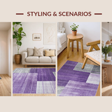 Ultra Soft Area Rug, Non Slip, Stain Resistant, Washable Area Rugs for Living Room, Bedroom, Stylish Geometric Color Fusion(Purple)