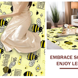 Ultra Soft Area Rug, Non Slip, Stain Resistant, Washable Area Rugs for Living Room, Bedroom, Kawaii Bee Pastel Aesthetic(Black)