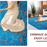 Contemporary Blue Orange Tiled Elegance(Blue)