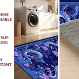 Ultra Soft Area Rug, Non Slip, Stain Resistant, Washable Area Rugs for Living Room, Bedroom, Whimsical Dragon Fantasy Motif(Blue)