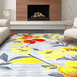 Ultra Soft Area Rug, Non Slip, Stain Resistant, Washable Area Rugs for Living Room, Bedroom, Charming Pastel Botanical Motif(Yellow)