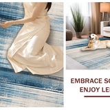Ultra Soft Area Rug, Non Slip, Stain Resistant, Washable Area Rugs for Living Room, Bedroom, Vintage Inspired Ombre Area Rug with Distressed Blue and Beige Tones(Blue)