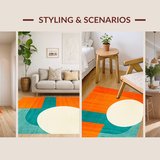 Ultra Soft Area Rug, Non Slip, Stain Resistant, Washable Area Rugs for Living Room, Bedroom, Vibrant Teal Orange Fusion(Orange)
