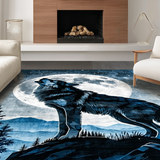 Ultra Soft Area Rug, Non Slip, Stain Resistant, Washable Area Rugs for Living Room, Bedroom, Rustic Gray Toned Animal Motif(Blue)
