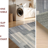 Ultra Soft Area Rug, Non Slip, Stain Resistant, Washable Area Rugs for Living Room, Bedroom, Slate Colored Modern Linear Arrangement(Gray)