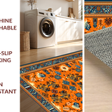 Ultra Soft Area Rug, Non Slip, Stain Resistant, Washable Area Rugs for Living Room, Bedroom, Unique Tibetan Inspired Color Fusion(Orange)