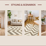 Ultra Soft Area Rug, Non Slip, Stain Resistant, Washable Area Rugs for Living Room, Bedroom, Contemporary Chevron Wool Rug for Minimal Decor(Beige)