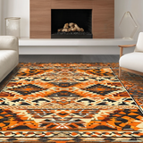Ultra Soft Area Rug, Non Slip, Stain Resistant, Washable Area Rugs for Living Room, Bedroom, Rustic Warm Earth Tone Patterns(Orange)