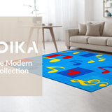 Ultra Soft Area Rug, Non Slip, Stain Resistant, Washable Area Rugs for Living Room, Bedroom, Whimsical Tune-Inspired Palette(Blue)