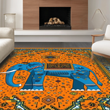 Ultra Soft Area Rug, Non Slip, Stain Resistant, Washable Area Rugs for Living Room, Bedroom, Bold Semi-Circular Statement Piece(Orange)