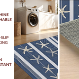 Ultra Soft Area Rug, Non Slip, Stain Resistant, Washable Area Rugs for Living Room, Bedroom, Serene Oceanic Striped Aesthetic(Blue)
