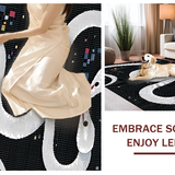 Ultra Soft Area Rug, Non Slip, Stain Resistant, Washable Area Rugs for Living Room, Bedroom, Chic Abstract Serpent Design(White)