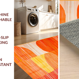 Ultra Soft Area Rug, Non Slip, Stain Resistant, Washable Area Rugs for Living Room, Bedroom, Artistic Flowing Curve Composition(Orange)