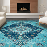 Ultra Soft Area Rug, Non Slip, Stain Resistant, Washable Area Rugs for Living Room, Bedroom, Rustic Ocean-Inspired Motif(Blue)