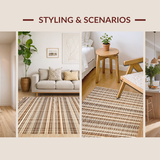 Ultra Soft Area Rug, Non Slip, Stain Resistant, Washable Area Rugs for Living Room, Bedroom, Elegant Rustic Checkered Aesthetic(Brown)