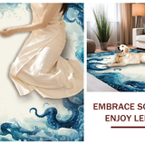 Ultra Soft Area Rug, Non Slip, Stain Resistant, Washable Area Rugs for Living Room, Bedroom, Fouiunler Octopus Maze Rug Runner Surreal Whale Illusion Ocean Graphic(Blue)