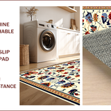 Ultra Soft Area Rug, Non Slip, Stain Resistant, Washable Area Rugs for Living Room, Bedroom, Folk Art Floral Living Room Vintage Area Rug(White)
