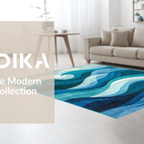 Ultra Soft Area Rug, Non Slip, Stain Resistant, Washable Area Rugs for Living Room, Bedroom, Serene Aqua Fluid Aesthetic(Blue)