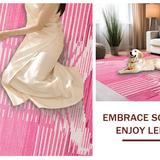 Ultra Soft Area Rug, Non Slip, Stain Resistant, Washable Area Rugs for Living Room, Bedroom, Unique Soft Pink Striped Theme(Pink)