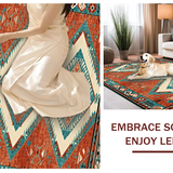 Ultra Soft Area Rug, Non Slip, Stain Resistant, Washable Area Rugs for Living Room, Bedroom, Elegant Vibrant Diamond Elements(Red)