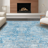 Ultra Soft Area Rug, Non Slip, Stain Resistant, Washable Area Rugs for Living Room, Bedroom, Dainty Bow Design Preppy Rug Stylish Bathroom Accent Cute Washable Carpet(Blue)