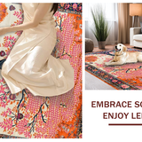 Ultra Soft Area Rug, Non Slip, Stain Resistant, Washable Area Rugs for Living Room, Bedroom, Contemporary Lush Floral Aesthetic(Pink)