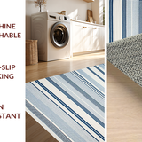 Ultra Soft Area Rug, Non Slip, Stain Resistant, Washable Area Rugs for Living Room, Bedroom, Artisanal Textured Stripe Elegance(Blue)