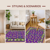 Ultra Soft Area Rug, Non Slip, Stain Resistant, Washable Area Rugs for Living Room, Bedroom, Whimsical Colorful Abstract Elements(Purple)
