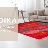 Ultra Soft Area Rug, Non Slip, Stain Resistant, Washable Area Rugs for Living Room, Bedroom, Bold Abstract Circle Composition(Red)