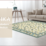 Ultra Soft Area Rug, Non Slip, Stain Resistant, Washable Area Rugs for Living Room, Bedroom, Chic Floral Modern Aesthetic(Ivory)