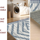 Ultra Soft Area Rug, Non Slip, Stain Resistant, Washable Area Rugs for Living Room, Bedroom, Coastal Nautical Striped Aesthetic(Blue)