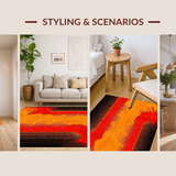 Ultra Soft Area Rug, Non Slip, Stain Resistant, Washable Area Rugs for Living Room, Bedroom, Sizzling Earthy Tones Composition(Orange)
