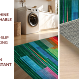 Ultra Soft Area Rug, Non Slip, Stain Resistant, Washable Area Rugs for Living Room, Bedroom, Rustic Soft Geometric Lines(Green)