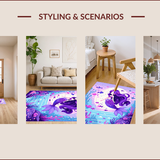 Ultra Soft Area Rug, Non Slip, Stain Resistant, Washable Area Rugs for Living Room, Bedroom, Whimsical Pastel Mermaid Aesthetic(Purple)