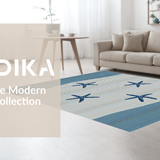 Ultra Soft Area Rug, Non Slip, Stain Resistant, Washable Area Rugs for Living Room, Bedroom, Coastal Starfish Striped Elegance(Blue)