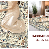 Ultra Soft Area Rug, Non Slip, Stain Resistant, Washable Area Rugs for Living Room, Bedroom, Elegant Rustic Petal Arrangement(Beige)