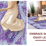 Ultra Soft Area Rug, Non Slip, Stain Resistant, Washable Area Rugs for Living Room, Bedroom, Trendy Eclectic Medallion Theme(Purple)