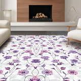 Ultra Soft Area Rug, Non Slip, Stain Resistant, Washable Area Rugs for Living Room, Bedroom, Chic Purple Blossom Aesthetic(Gray)