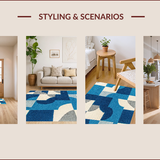 Ultra Soft Area Rug, Non Slip, Stain Resistant, Washable Area Rugs for Living Room, Bedroom, Earth Moon Print Round(Blue)