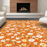 Ultra Soft Area Rug, Non Slip, Stain Resistant, Washable Area Rugs for Living Room, Bedroom, Charming Contemporary Floral Style(Orange)