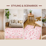 Ultra Soft Area Rug, Non Slip, Stain Resistant, Washable Area Rugs for Living Room, Bedroom, Enchanting Circular Petal Pattern(Pink)